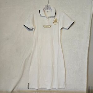 HABTOOR POLO Dress White Black Trim Embroidered Logo Size M